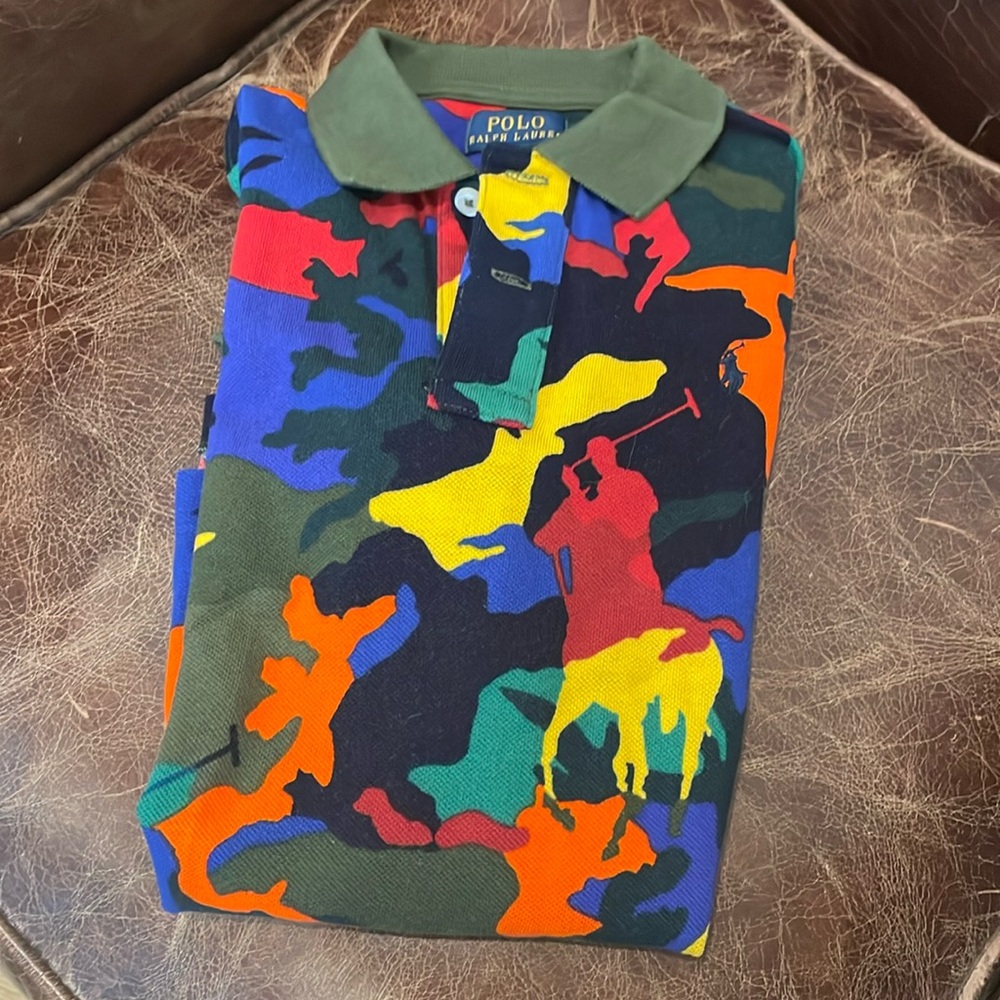 Polo Ralph Lauren golf, short sleeve, shirt. Camo, horse print, polo. Mint